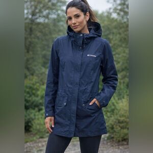 COLUMBIA Ladies Navy Hooded Jacket L